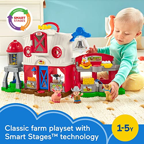 Fisher-Price Little People Toddler Learning Toy Caring For Animals Farm Electronic Playset With Smart Stages For Ages 1+ Years