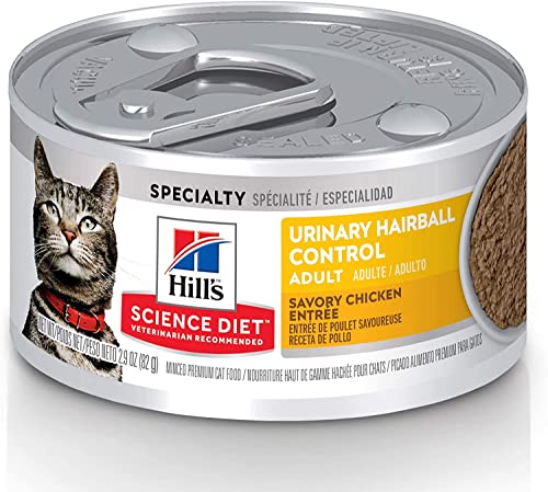 Hill's Science Diet Wet Cat Food, Adult, Urinary & Hairball Control, Savory Chicken Recipe, 5 oz. Cans, 24-Pack