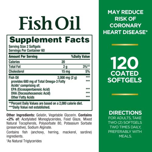 Nature's Bounty Fish Oil, Supports Heart Health, 1000mg, Rapid Release Softgels, 145 Ct