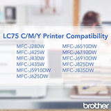 Brother LC753PKS XL High Yield 3 Pack - 1 Each LC75C, LC75M, LC75Y Ink