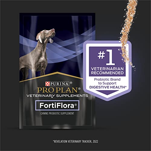 Purina Fortiflora Probiotics for Dogs, Pro Plan Veterinary Supplements Powder Probiotic Dog Supplement ,30 Count (Pack of 1)
