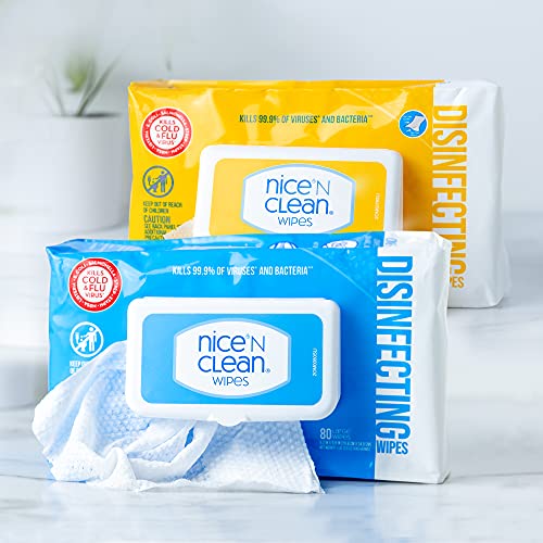 Nice N Clean Disinfecting Surface Wipes 304ct | Cleans & Disinfects Home & Kitchen Surfaces | Fresh & Lemon Scent