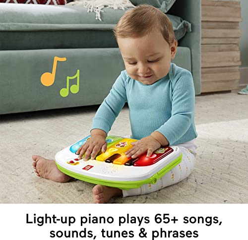 Fisher-Price Portable Baby Chair Kick & Play Deluxe Sit-Me-Up Seat With Piano Learning Toy & Snack Tray For Infants To Toddlers