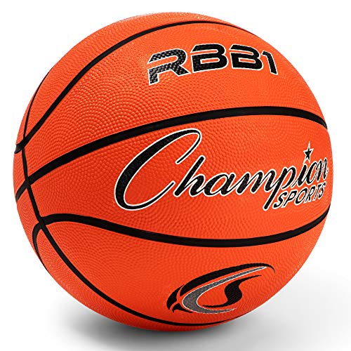 Champion Sports Rubber Official Basketball, Heavy Duty - Pro-Style Basketballs, Various Sizes - Premium Basketball Equipment, Indoor Outdoor - Physical Education Supplies (Size 7, Orange)