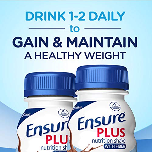 Ensure Plus Nutrition Shake With Fiber, 16 Grams of Protein, Meal Replacement, Milk Chocolate, 8 Fl Oz (24 Count)