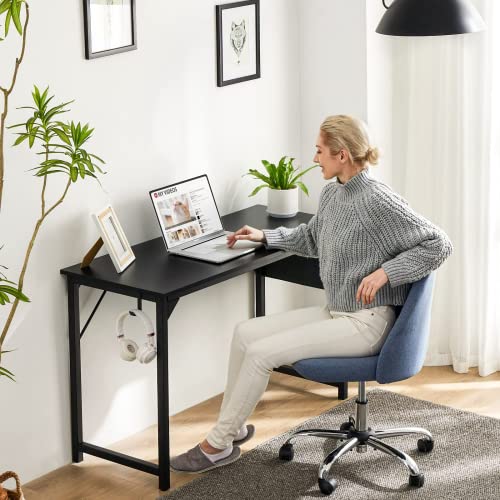 Computer Desk 48 Inch Home Office Desk Writing Desks Work Table Small Space Desk Study Table Modern Simple Style Student Desk PC Workstation with Storage Bag and Iron Hook Wooden Desk for Home