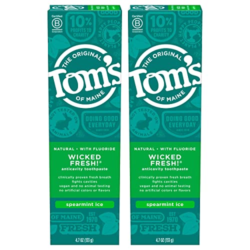 Tom's of Maine Natural Wicked Fresh! Fluoride Toothpaste, Spearmint, 4.7 oz. 2-Pack