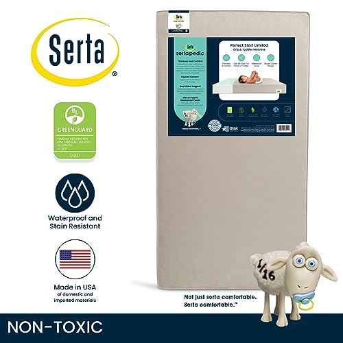 Serta Perfect Start Limited Dual Sided Baby Crib Mattress and Toddler Mattress, Breathable Fiber Core, GREENGUARD Gold Certified, Waterproof, 35 Year Warranty, Made in USA