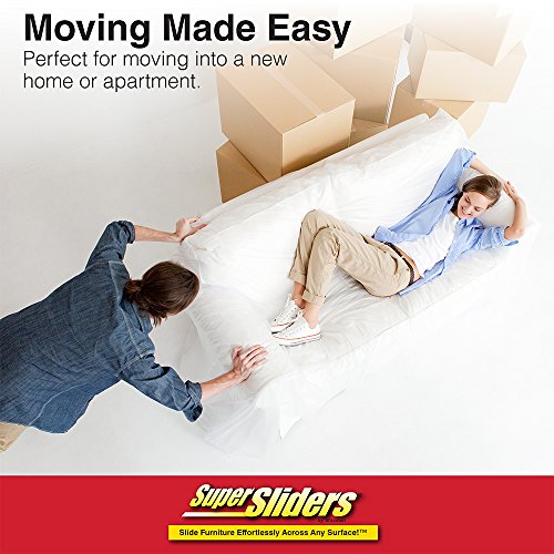 Super Sliders 3 1/2 x 6 Oval Reusable Furniture Sliders for Hard Surfaces - Effortless Moving and Surface Protection, Beige (4 Pack)