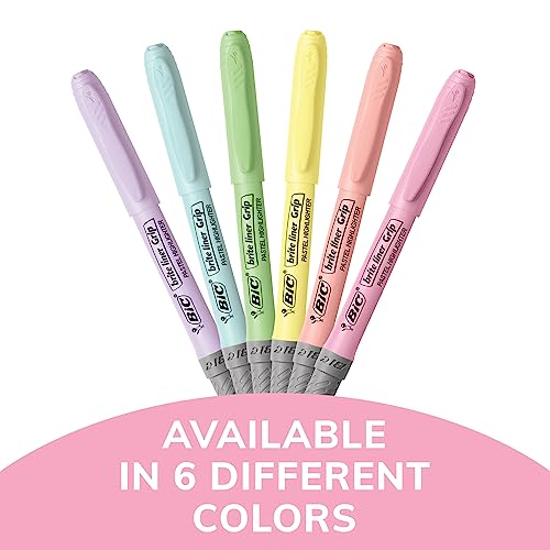 BIC Brite Liner Grip Pocket Highlighter, Assorted Ink Colors, Chisel Tip, Assorted Barrel Colors, 6/pack