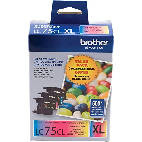 Brother LC753PKS XL High Yield 3 Pack - 1 Each LC75C, LC75M, LC75Y Ink