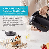 Elite Gourmet EKT1821 1.8L Double Wall Insulated, Cool-Touch Electric Kettle w/Stainless Steel Interior & Lid, 360° Swivel Base for Cord Free Serving, Power On Lever, Auto Shut-Off, Boil Dry, Black