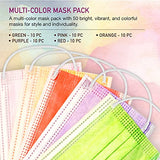 Unifandy Kid Face Mask, 50PC 3 Ply Disposable Face Mask Colorful Set for Children, Durable Nose Wire Earloop Protective Cover, Back to School Supplies