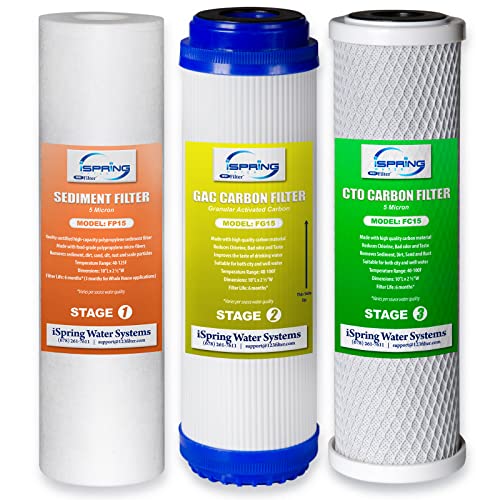 iSpring F3 6-Month Prefilter Replacement Supply Filter Cartridge Pack Set for Standard Reverse Osmosis RO Systems, F3 , White