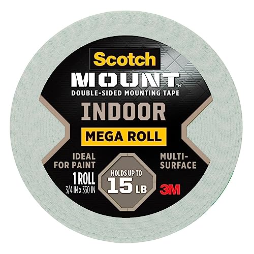 Scotch Indoor Mounting Tape 1-in X 50-in, White, Holds up to 10 lbs, 3-Rolls