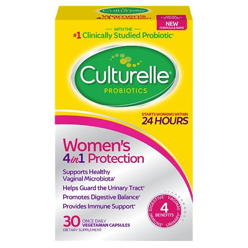 Culturelle Women’s 4-in-1 Daily Probiotic Supplements for Women - Supports Vaginal Health, Digestive Health, Immune Health, Occasional Diarrhea, Gas & Bloating - Non-GMO - 30 Count