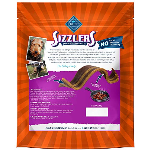 Blue Buffalo Sizzlers Natural Bacon-Style Soft-Moist Dog Treats, Original Pork 15-oz Bag