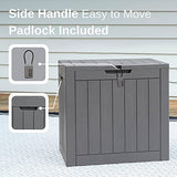 EAST OAK Deck Box, 31 Gallon Indoor and Outdoor Storage Box with Padlock for Patio Cushions, Outdoor Toys, Gardening Tools, Sports Equipment, Waterproof and UV Resistant Resin, Grey