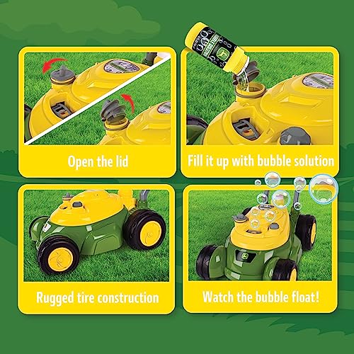 John Deere Bubble-N-Go Mower – Toy Lawn Mower with Bubble Solution | Green Automatic Bubble Machine | No Batteries Required – Sunny Days Entertainment