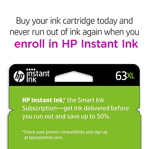 HP 63XL Tri-color High-yield Ink | Works with HP DeskJet 1112, 2130, 3630 Series HP ENVY 4510, 4520 Series HP OfficeJet 3830, 4650, 5200 Series | Eligible for Instant Ink | F6U63AN