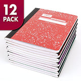 Mead Composition Notebooks, 12 Pack, Wide Ruled Paper, 9-3/4" x 7-1/2", 100 Sheets per Comp Book, Black Marble (72936)