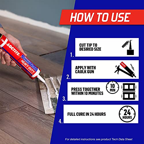 Loctite Power Grab Express Heavy Duty Construction Adhesive, Versatile Construction Glue for Wood, Wall, Tile, Foam Board & More - 9 fl oz Cartridge, Pack of 1