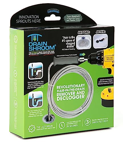DrainShroom Revolutionary Tub and Sink Snake Auger Clog Remover for Bathroom Drains, 42 Inch, No Size, Stainless
