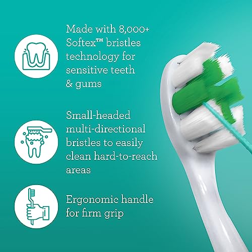 GuruNanda Butter On Gums Toothbrush with 8000+ Softex Bristles - Ultra Soft Toothbrush for Sensitive & Receeding Gums - Ergonomic Rubber Handle & Multi-Directional Bristles for Whiter Teeth - 6 Count