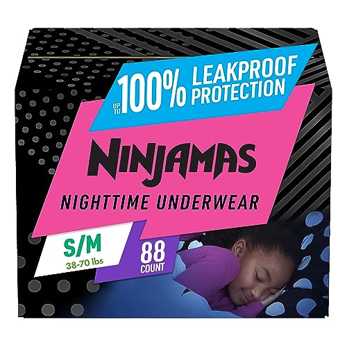 Pampers Ninjamas Nighttime Bedwetting Underwear Girls S/M (38-65 lbs) 88 Count