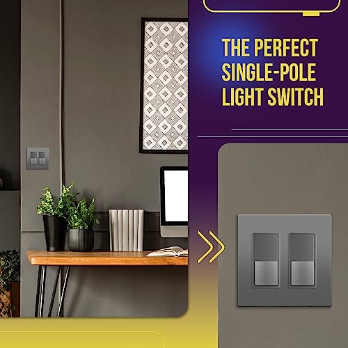 ENERLITES Decorator On/Off Paddle Switch with Wall Plates, Gloss Finish, Single Pole, 3 Wire, Grounding Screw, Residential Grade, 15A 120V/277V, UL Listed, 91150-WWP-20PCS, White (20 Pack)