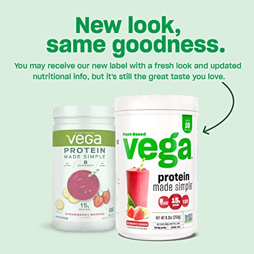 Vega Protein Made Simple, Dark Chocolate - Stevia Free Vegan Protein Powder, Plant Based, Healthy, Gluten Free, Pea Protein for Women and Men, 9.6 oz (Packaging May Vary)