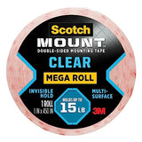 Scotch Double Sided Tape, Clear Mounting Tape, 1 Roll Adhesive Tape, 1 in x 450 in Wall Tape