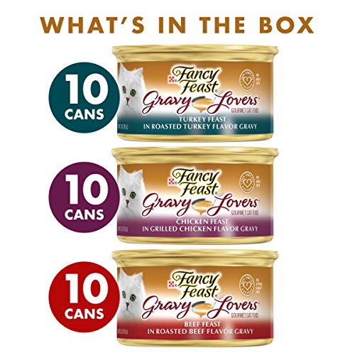 Purina Fancy Feast Gravy Lovers Poultry and Beef Gourmet Wet Cat Food Variety Pack - (30) 3 oz. Cans