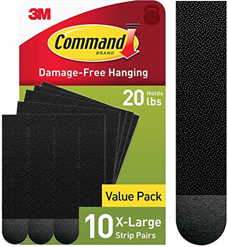 Command 20 Lb XL Heavyweight Picture Hanging Strips, Damage Free Hanging Picture Hangers, Heavy Duty Wall Hanging Strips for Back to School Dorm Organization, 10 White Adhesive Strip Pairs