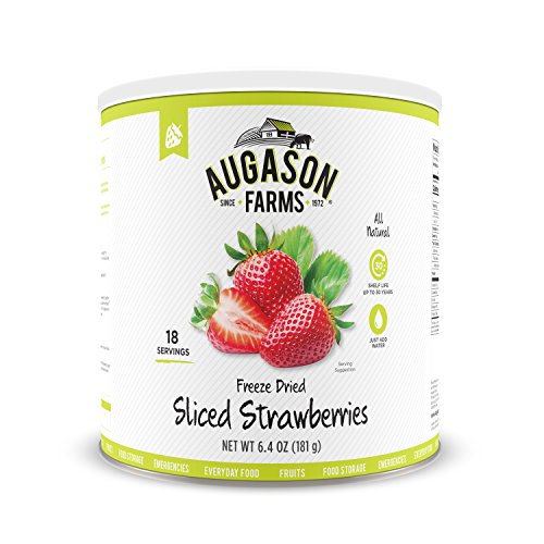Augason Farms Freeze Dried Sliced Strawberries 6.4 oz #10 Can