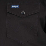 Wrangler mens Cowboy Cut Western Long Sleeve Snap Firm Finish work utility button down shirts, Black, 4X US