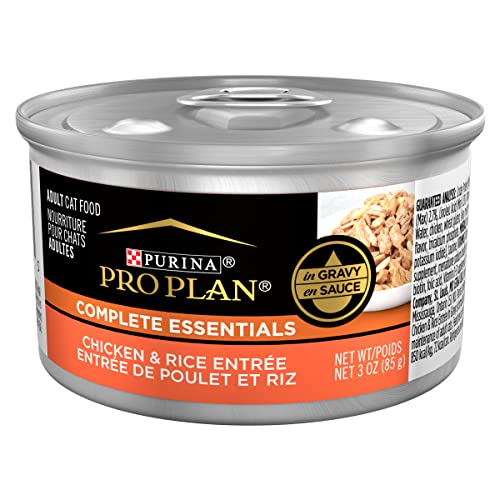 Purina Pro Plan Pate, High Protein Wet Cat Food, COMPLETE ESSENTIALS Classic Chunky Chicken Entree - (24) 3 oz. Pull-Top Cans