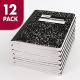 Mead Composition Notebooks, 12 Pack, Wide Ruled Paper, 9-3/4" x 7-1/2", 100 Sheets per Comp Book, Black Marble (72936)