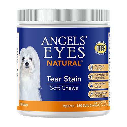 Angels’ Eyes Natural Tear Stain Prevention Soft Chews for Dogs | Chicken Flavor| For All Breeds | No Wheat No Corn | Daily Supplement | Proprietary Formula