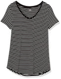 Amazon Essentials Women's Relaxed-Fit Short-Sleeve V-Neck Tunic (Available in Plus Size), White, French Stripe, Small