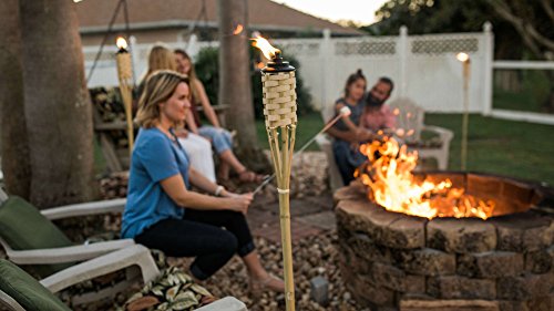 TIKI Brand 4-Pack Luau Bamboo Torches, Weather Resistant Coated Torch, Outdoor Décor for Home, Garden, Patio, 57 Inch, Natural, 1117078,Beige