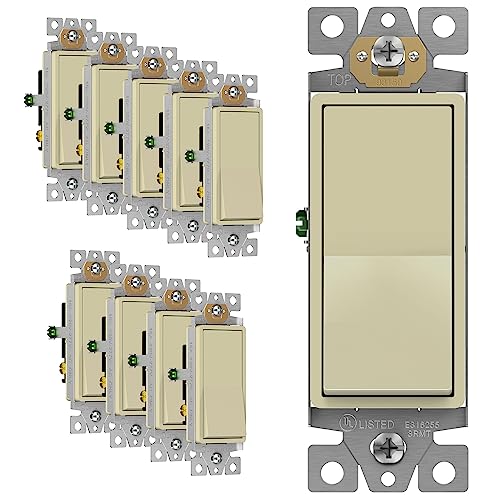 ENERLITES 3-Way Decorator Paddle Light Switch, Single Pole or Three Way, 3 Wire, Grounding Screw, Residential Grade, 15A 120V/277V, UL Listed, 93150-BK-10PCS, Black (10 Pack)