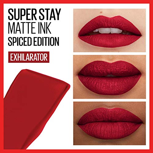 Maybelline New York Super Stay Matte Ink Liquid Lipstick Makeup, Long Lasting High Impact Color, Up to 16H Wear, Exhilarator, Ruby Red, 1 Count