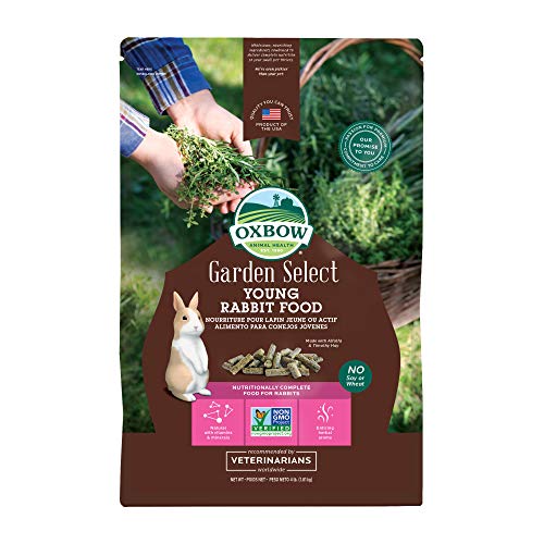 Oxbow Animal Health Garden Select Young Rabbit Food, Garden-Inspired Recipe for Young Rabbits, No Soy or Wheat, Non-GMO, Made in The USA, 4 Pound Bag