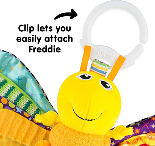 Lamaze Clip and Go Freddie the Firefly Clip On Stroller Toy - Soft Baby Hanging Toys - Baby Crinkle Toys with High Contrast Colors - Baby Travel Toys Ages 0 Months and Up