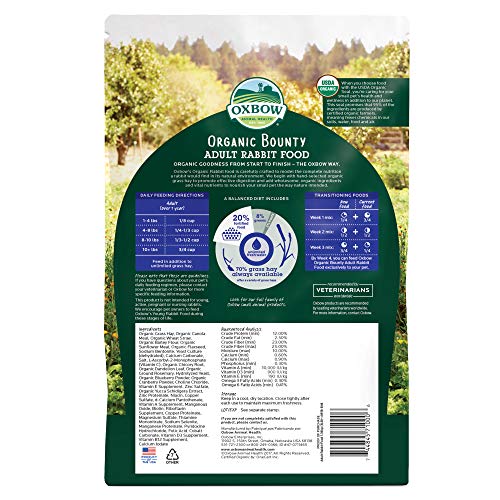 Oxbow Animal Health Organic Bounty Adult Rabbit Food - All Natural Rabbit Pellets - 3 lb.
