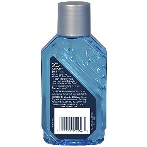 Aqua Velva Cooling Mens After Shave, Ice Sport, Vitamin E and Pro Vitamin B5, Soothes, Cools, and Refreshes Skin, 3.5 Ounce