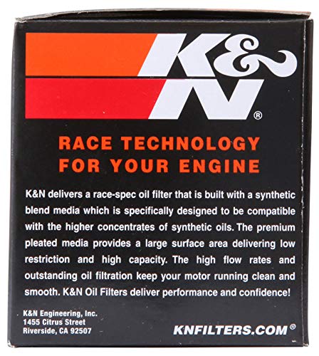 K&N Motorcycle Oil Filter High Performance, Premium, Designed to be used with Synthetic or Conventional Oils Fits Select Honda, Kawasaki, Triumph, Yamaha Motorcycles, KN-204-1