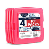 Cool Coolers by Fit & Fresh 4 Pack Slim Ice Packs, Quick Freeze Space Saving Reusable Ice Packs for Lunch Boxes or Coolers, Green