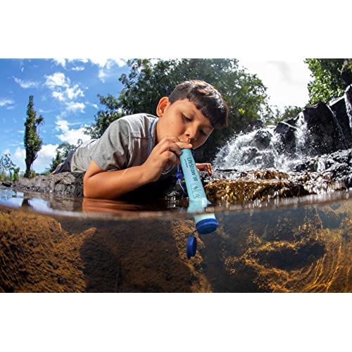 LifeStraw Personal Water Filter for Hiking, Camping, Travel, and Emergency Preparedness, 5 Pack, Blue